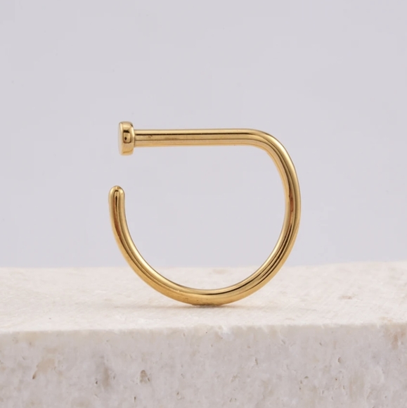 F136 Titanium Open D Shape Nose Ring Hoop in gold - Picture 1 of 4